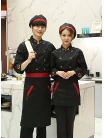 厨师服领口绣厨字 黑色
