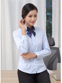 女式长袖V领 蓝色