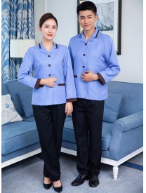 保洁服领口黑杠 蓝色