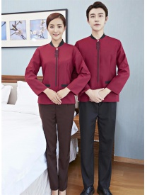 保洁服小领 红色