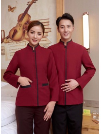 保洁服一粒扣 红色